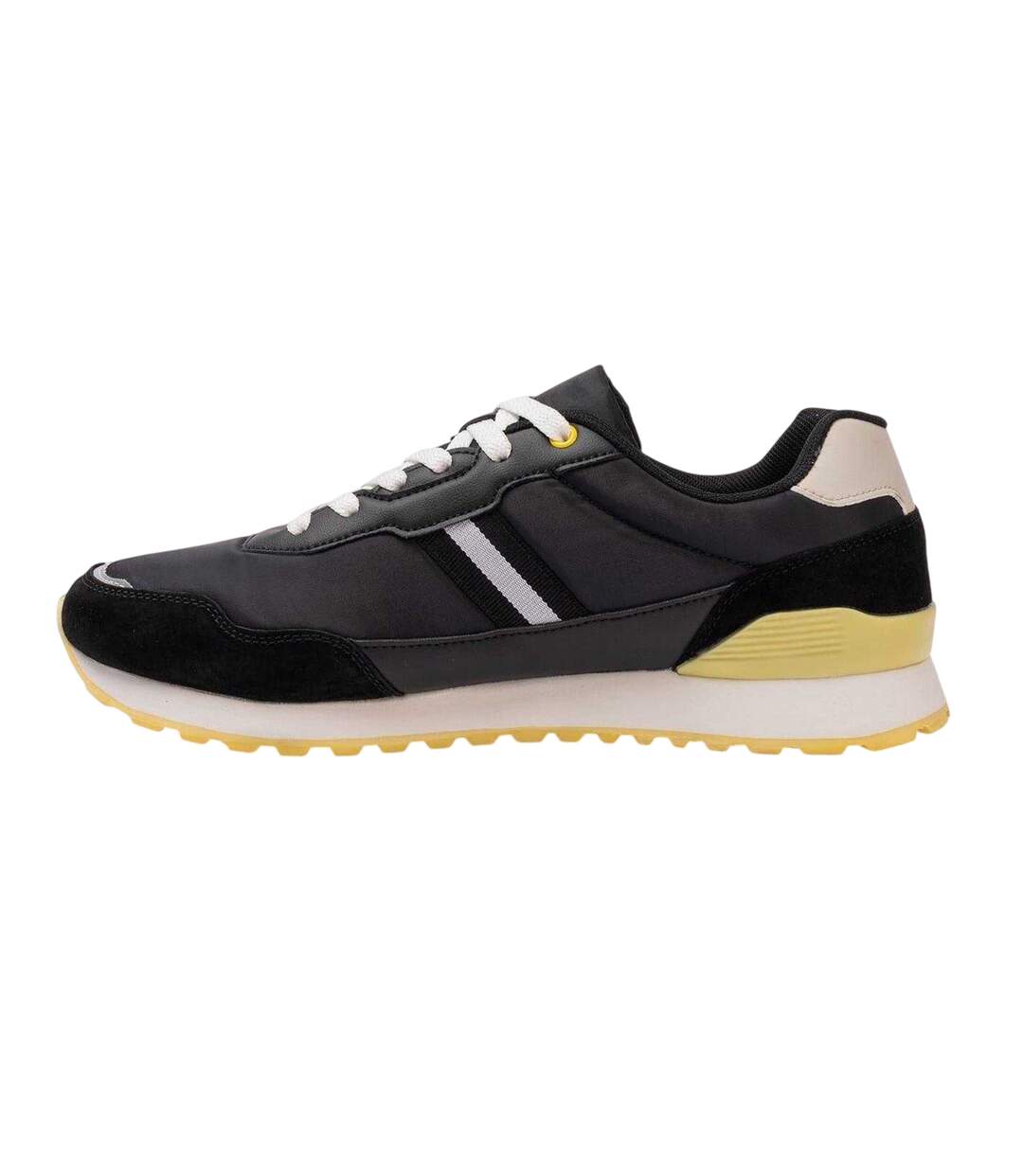 Mens Draydon Logo Suede Low Cut Trainers Black Yellow Kappa-2