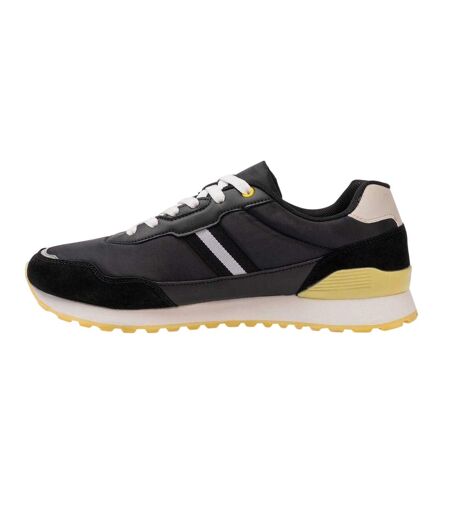 Mens Draydon Logo Suede Low Cut Trainers Black Yellow Kappa