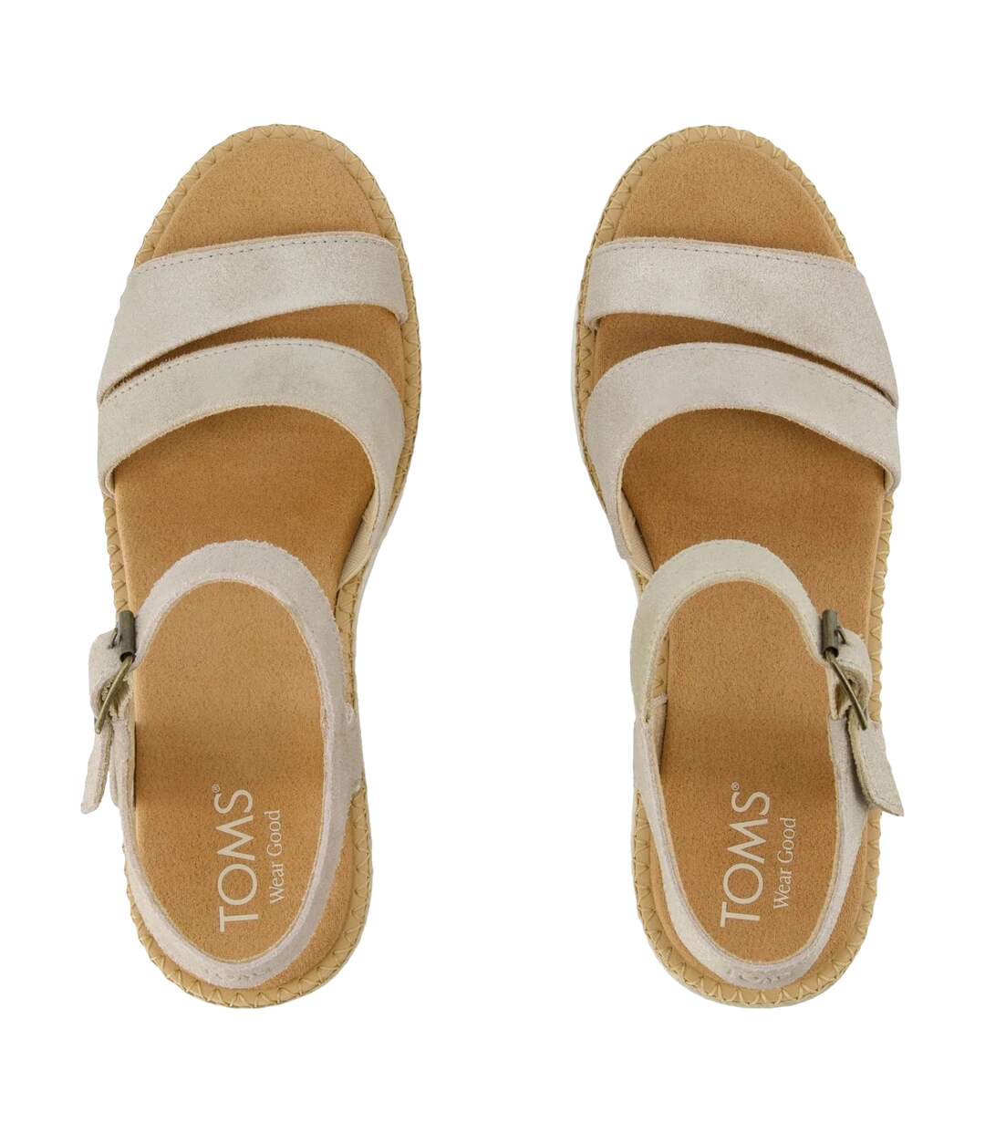 Womens/ladies Darya Wedge Sandals Silver Toms-2