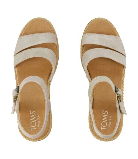 Womens/ladies Darya Wedge Sandals Silver Toms