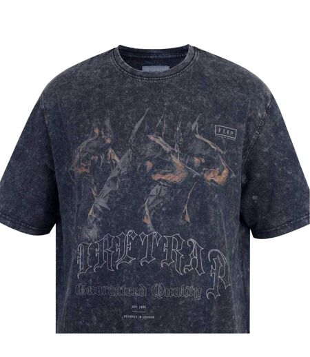T-shirt Motif/style Cupidon Homme Noir Délavé Firetrap