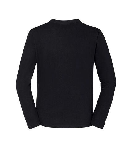 Mens iconic 195 premium ringspun cotton long-sleeved t-shirt black Fruit of the Loom