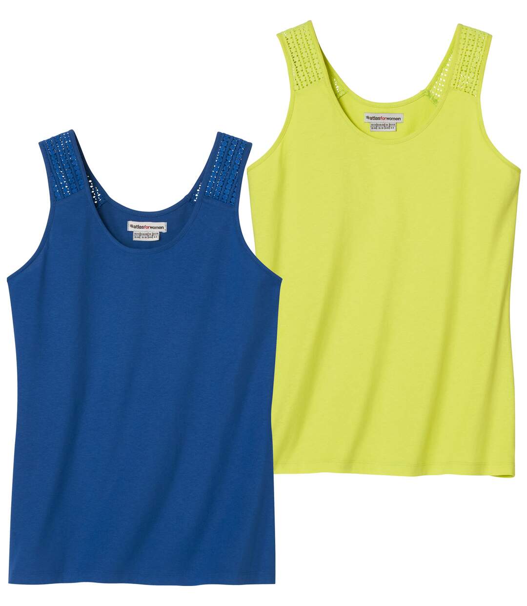 Pack of 2 Women's Vest Tops - Navy Lime-1