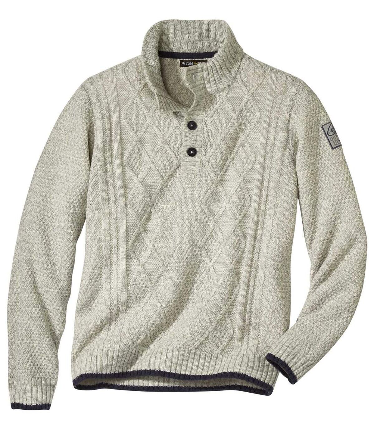 Pletený sveter so stojatým golierom na gombíky Atlas For Men