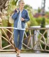 Women's Cropped Stretch Blue Jeans Atlas For Men
