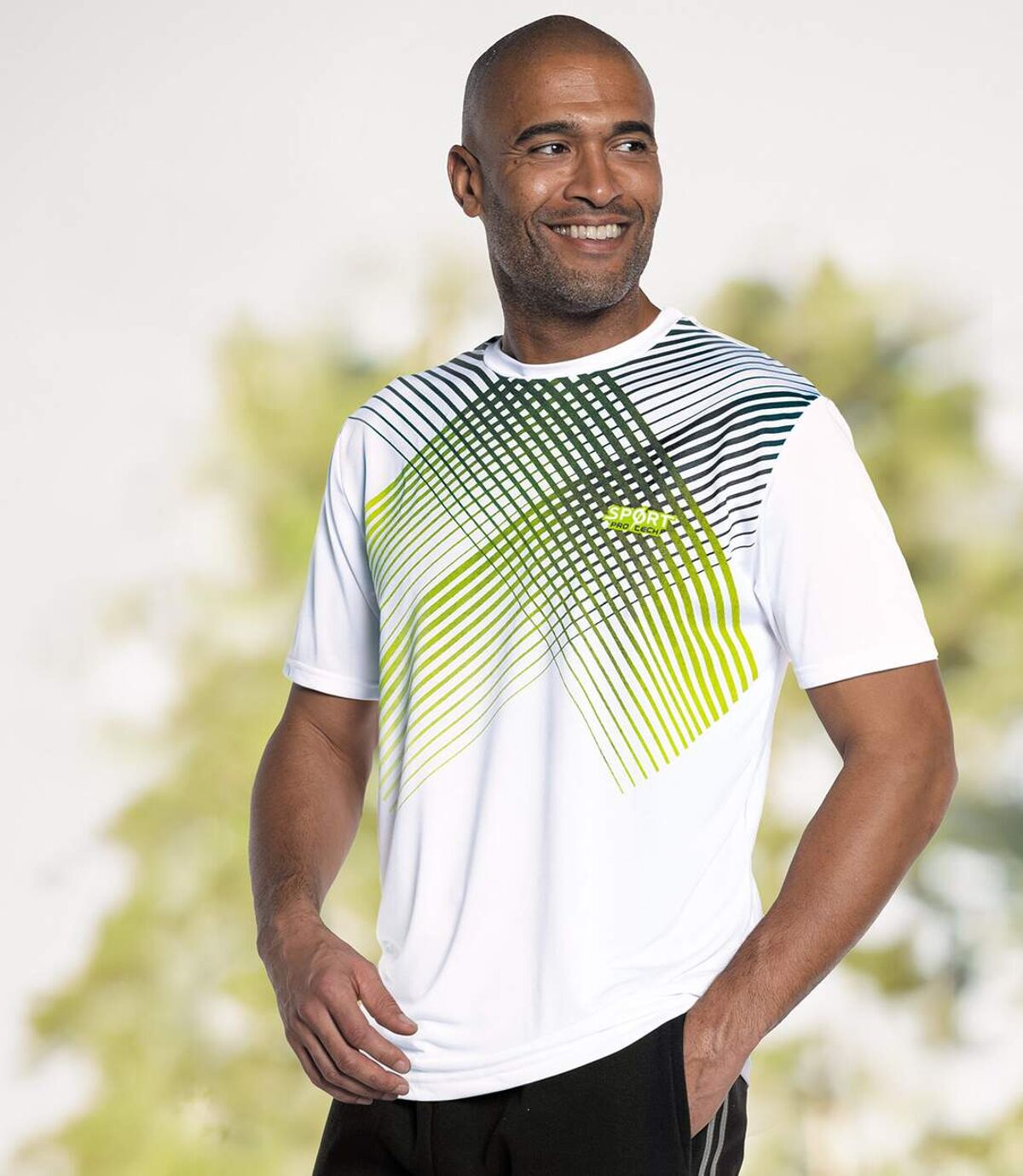 Pack of 3 Men's Sporty Graphic Print T-Shirts - Crew Neck - Black White Green Atlas For Men
