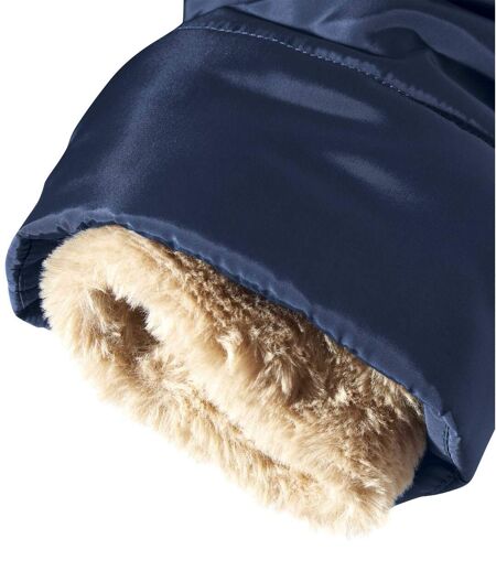 Dámská prošívaná bunda do arktické zimy s kapucí lemovanou odepínací umělou kožešinou