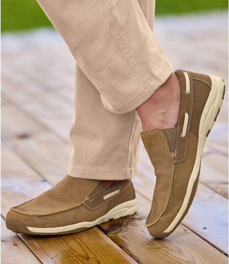 Men's Brown Elasticated Moccasins