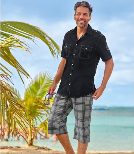 Men's Checked Cropped Cargo Trousers 