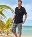 Men's Checked Cropped Cargo Trousers-3