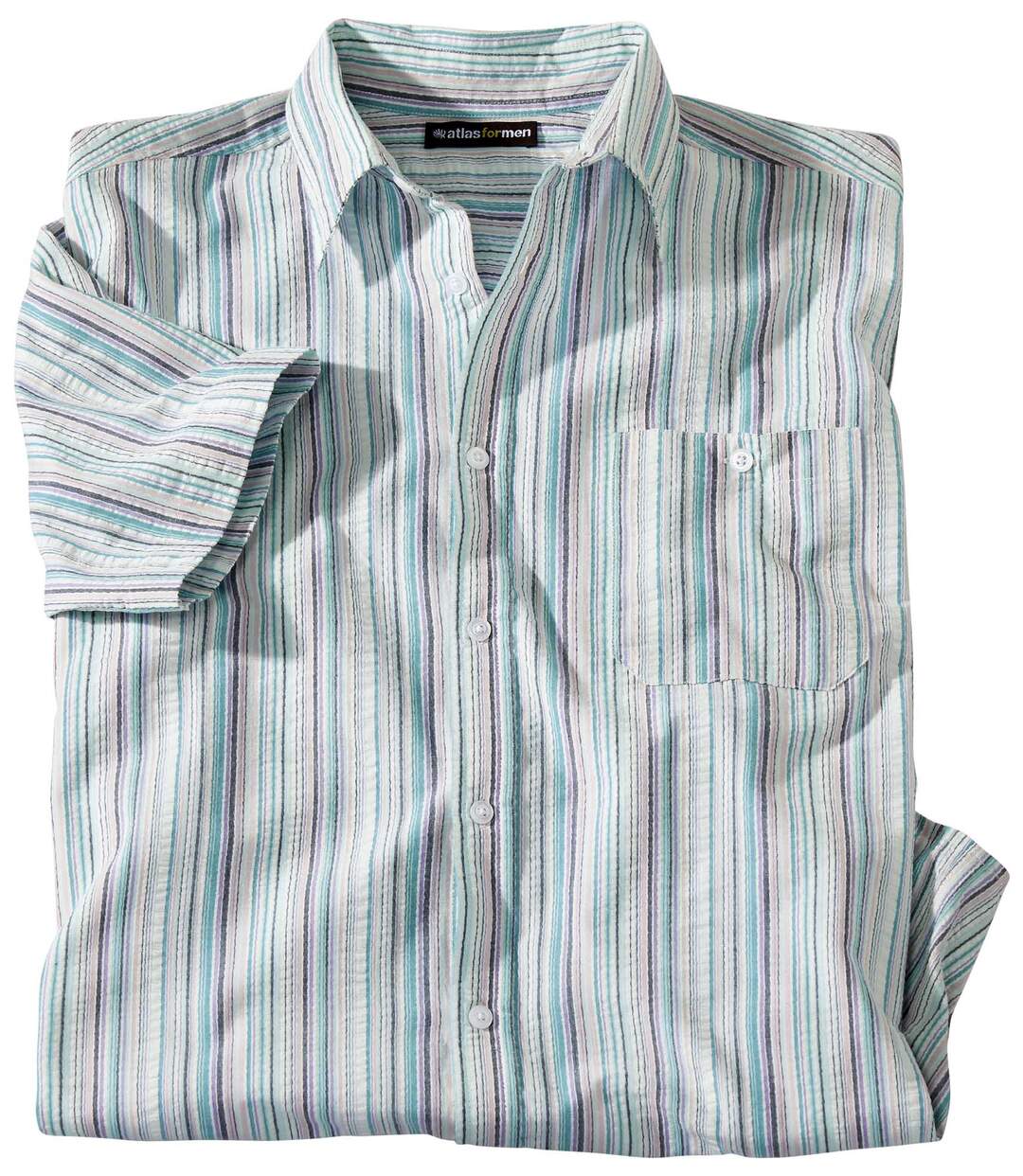 Men's Textured Cotton Shirt - Blue  Atlas For Men