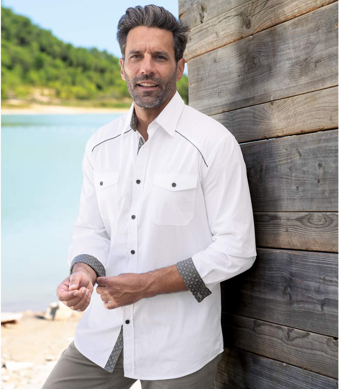 Men's White Poplin Shirt-1