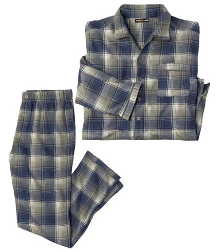 Men's Checked Flannel Pajamas - Beige Navy