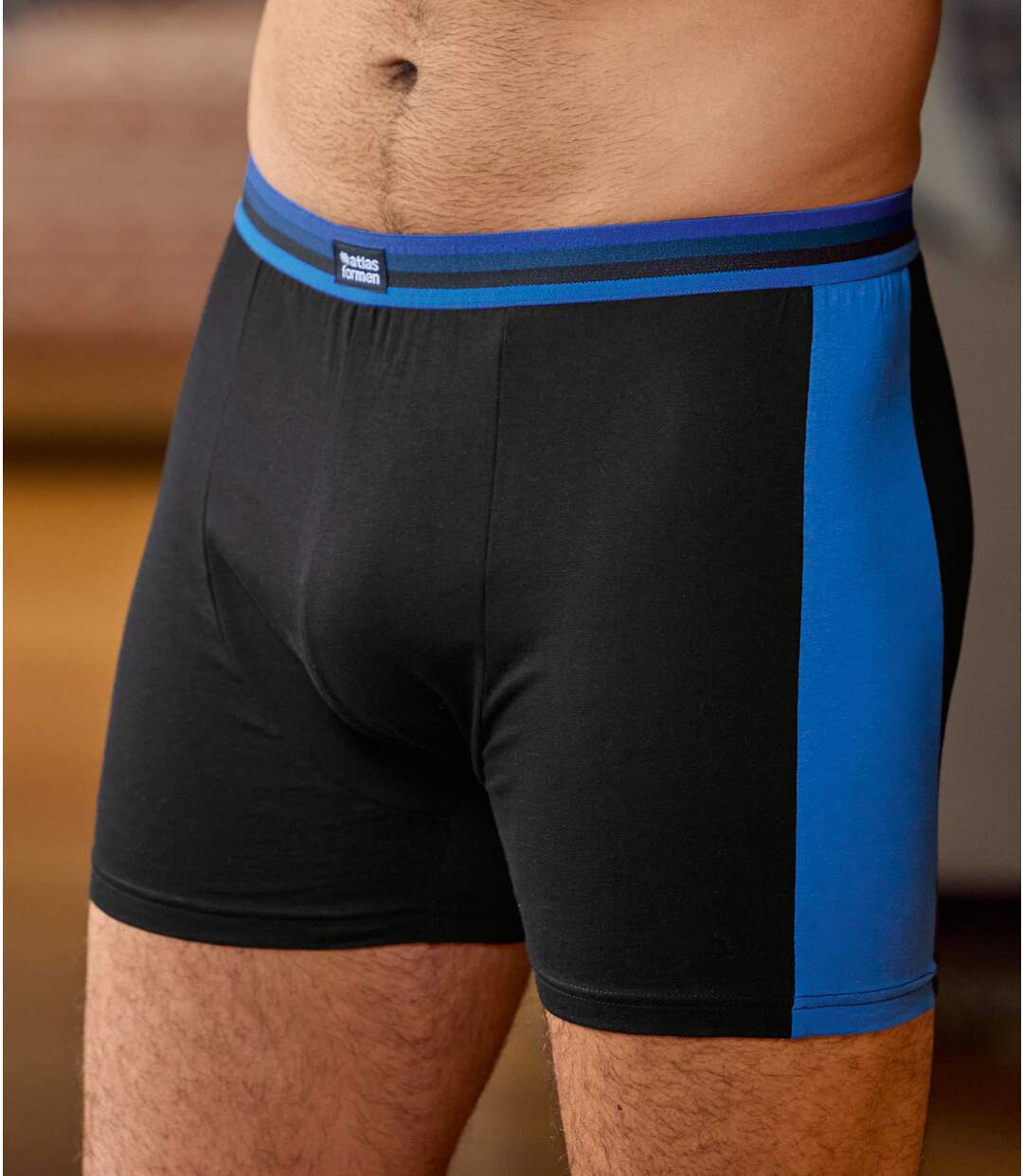 Pack of 2 Men's Stretch Boxer Shorts - Blue Black