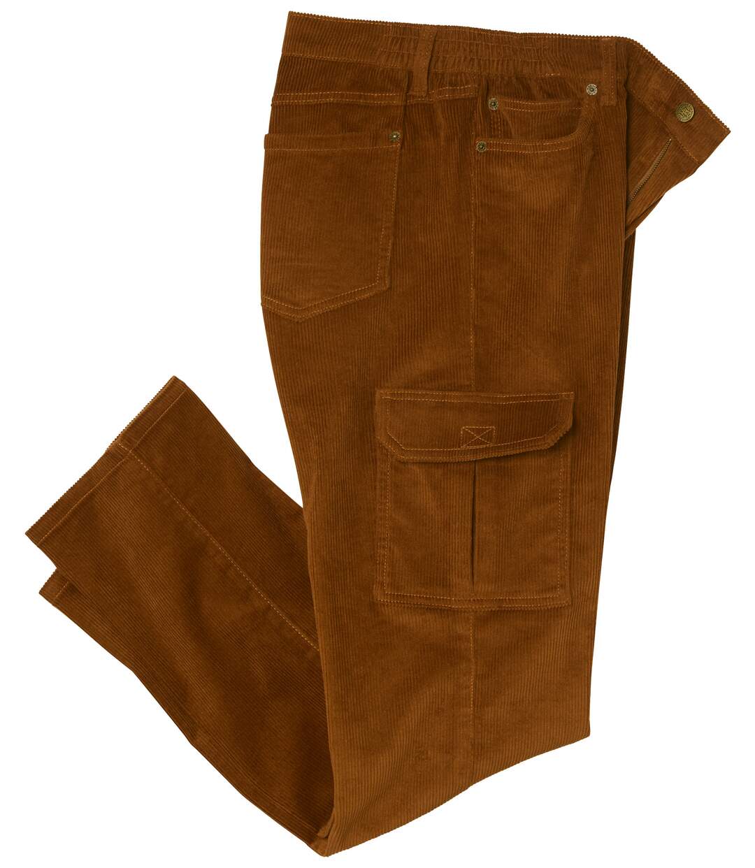 Pantalon Velours Cargo Taille Semi Elastiquée-2