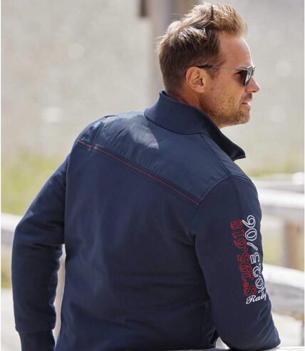 Men's Navy Quilted Brushed Fleece Jacket - Full Zip
