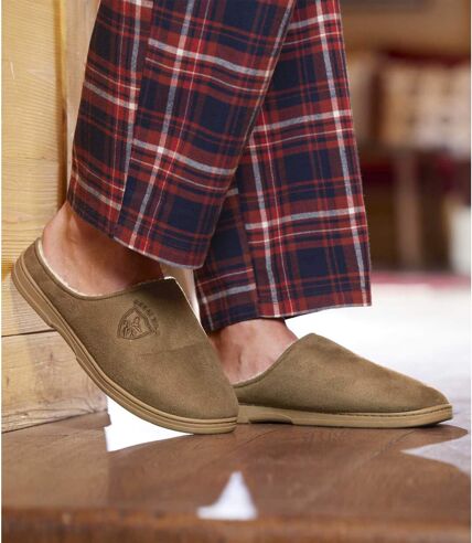 Men's Sherpa-Lined Faux-Suede Slippers