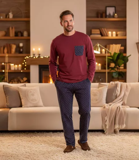 Men's Micro-Patterned Cotton Pyjamas