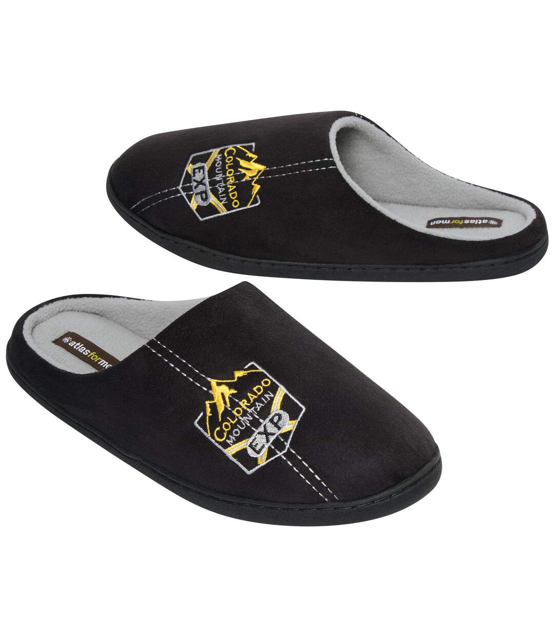 Men's Black Fleece-Lined Slippers-1