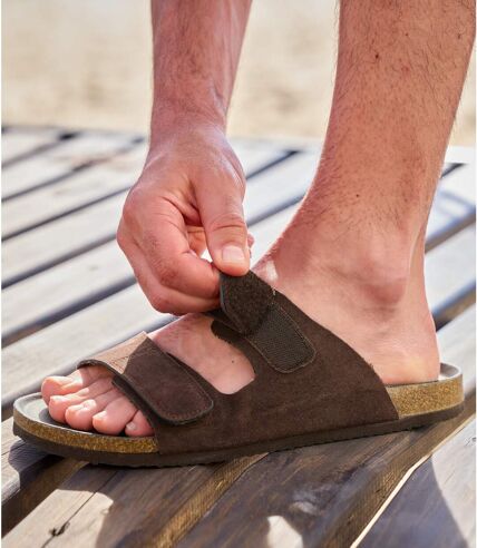 Men's Brown Hook-and-Loop Sandals