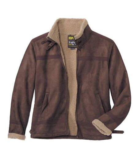Jacke in Wildlederoptik mit Teddyfutter
