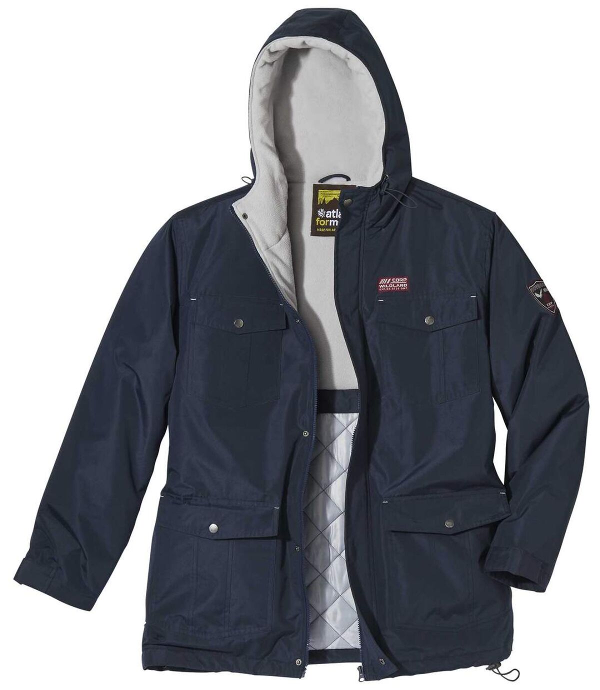 Men's Navy Hooded Water-Repellent Parka Coat  Atlas For Men