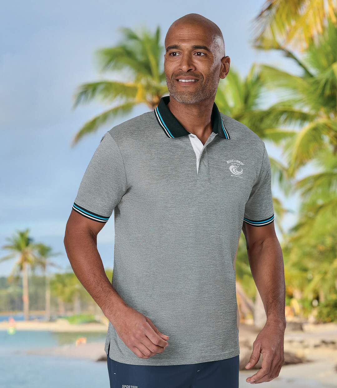 Pack of 2 Men's Jersey Polo Shirts - Grey Turquoise-2