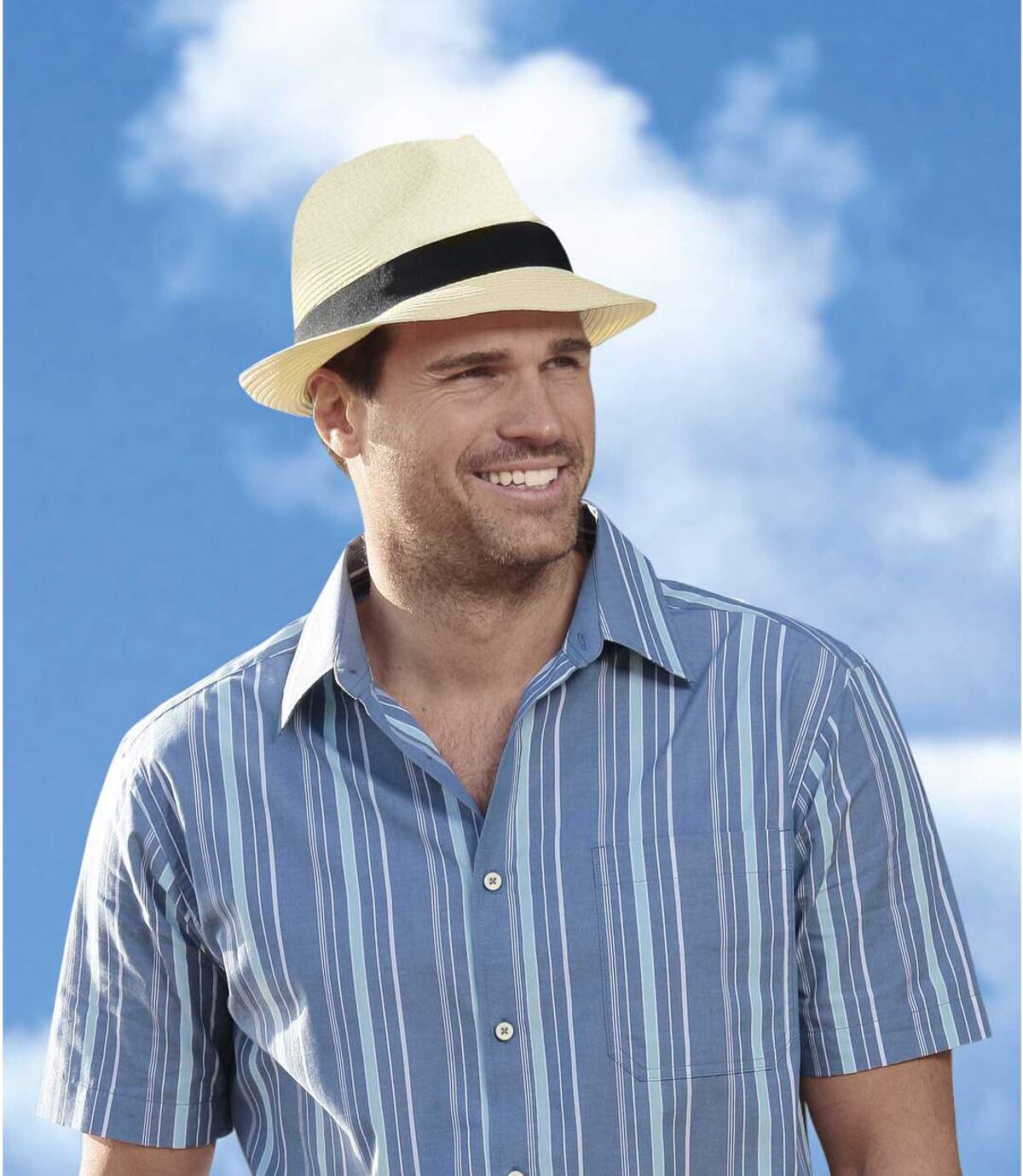 Men's Off-White Woven Straw Hat Atlas For Men