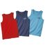 Pack of 3 Men's Palm Tree Vests - Blue Red Navy