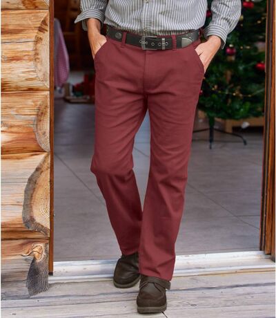 Chino en sergé extensible homme - bordeaux