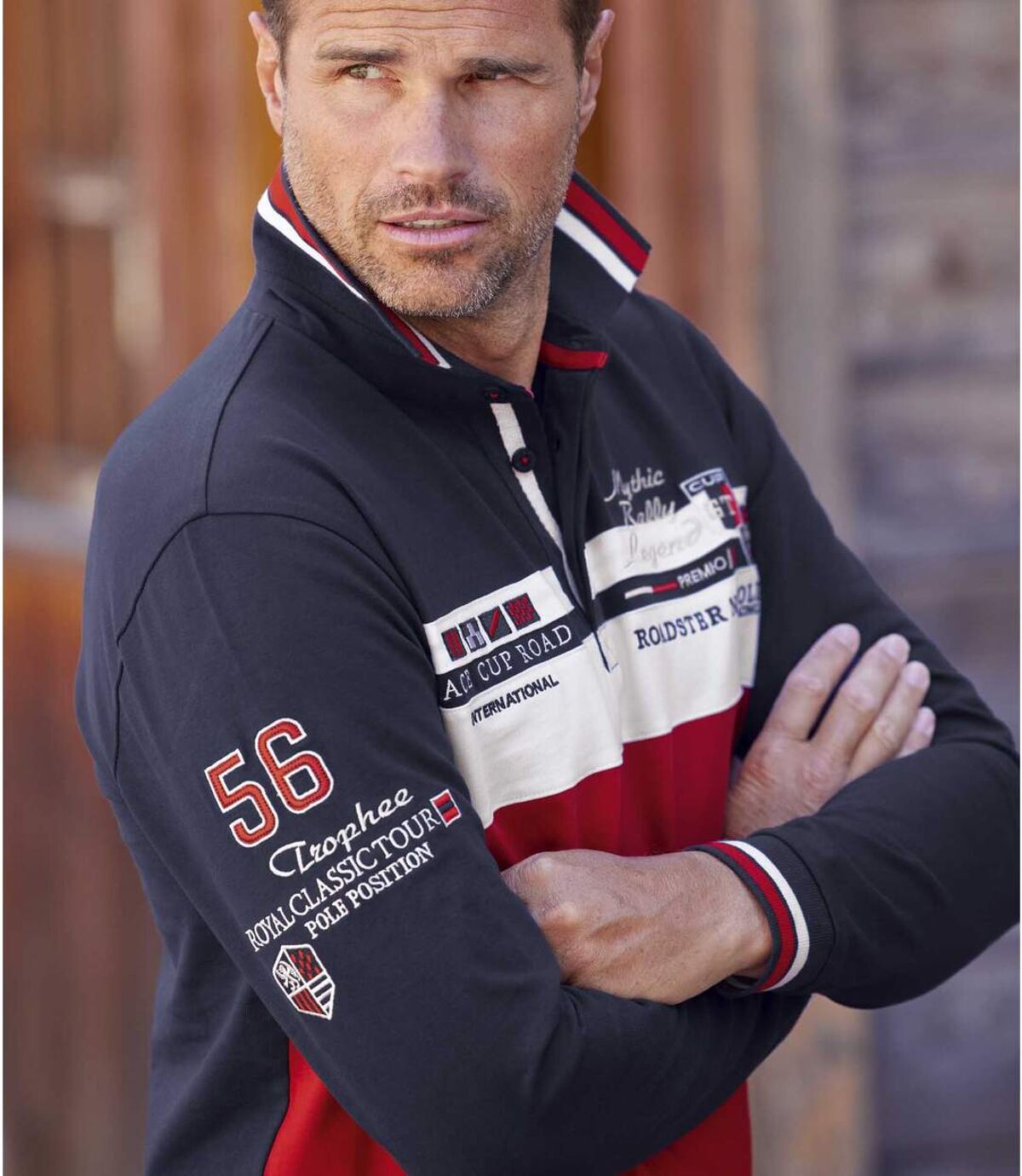 Men's Sporty Polo Shirt - Navy Red White Atlas For Men
