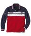 Men's Sporty Polo Shirt - Navy Red White