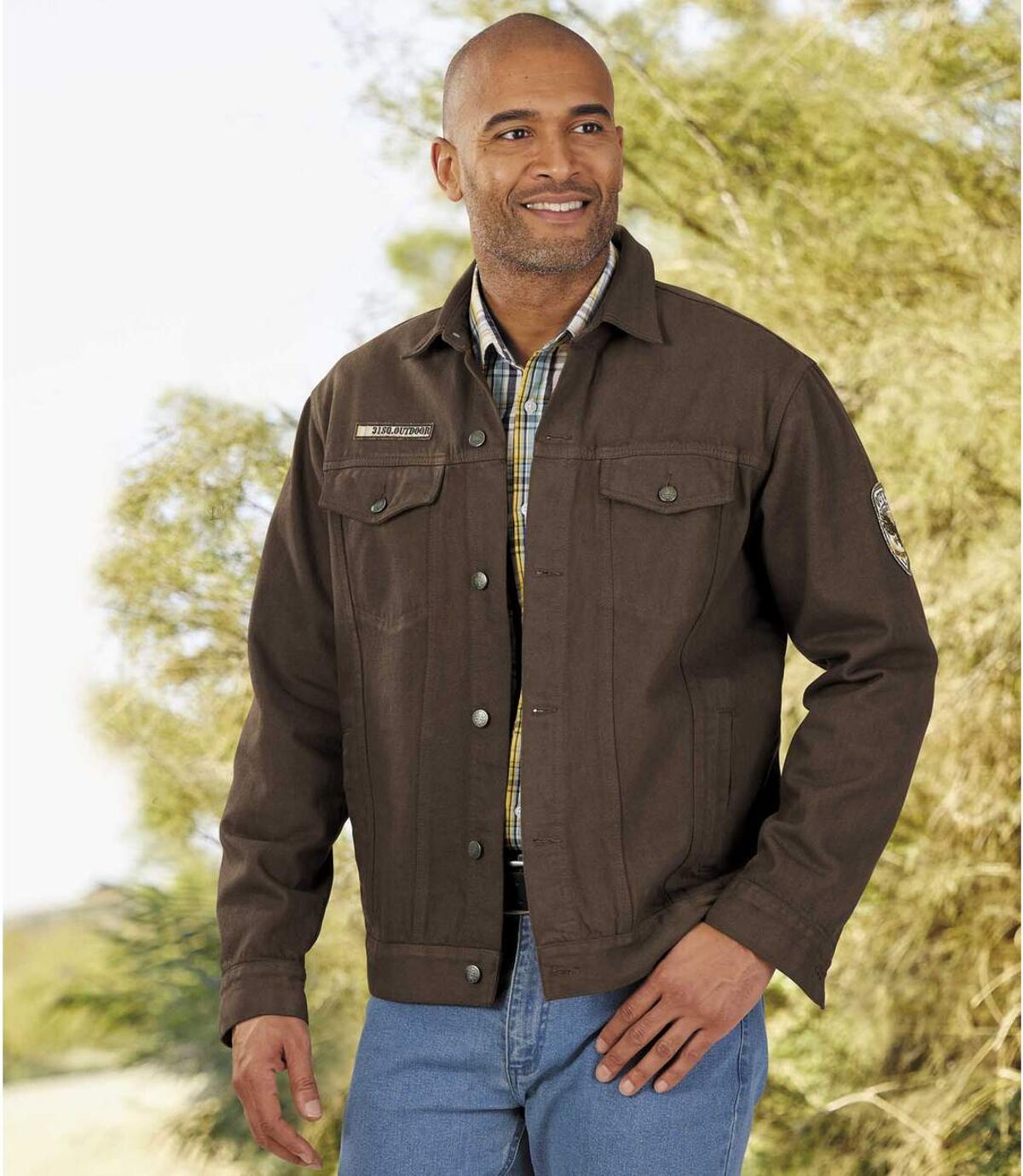Men's Brown Denim Jacket Atlas For Men