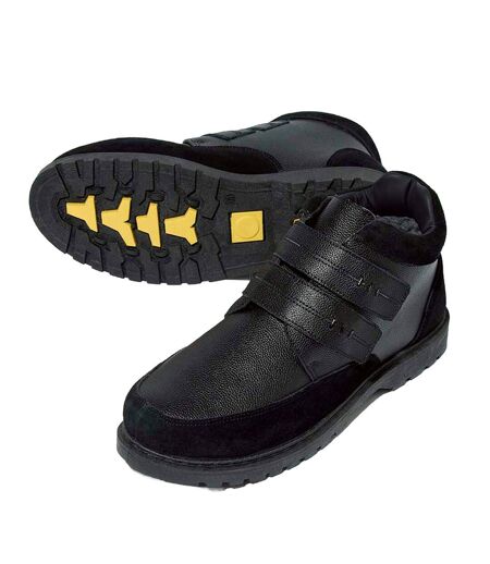 Les Boots en Croûte de Cuir Scratchées Doublées Sherpa