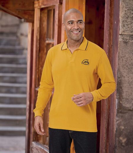 Pack of 2 Men's Long Sleeve Polo Shirts - Black Yellow