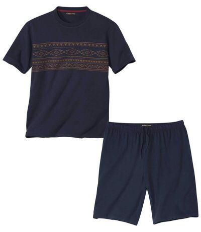 Men's Navy Pyjama Short Set