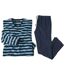 Men's Blue Striped Microfleece Pyjamas