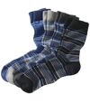 Pack of 4 Pairs of Men's Striped Socks - Black Navy Grey  Atlas For Men