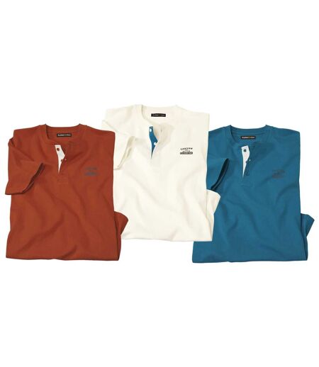 Pack of 3 Men's Atlas For Men® T-Shirts - Blue Ecru Orange