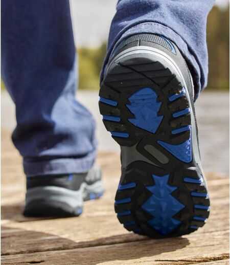 Men's Water-Repellent All-Terrain Walking Shoes - Grey Black Blue