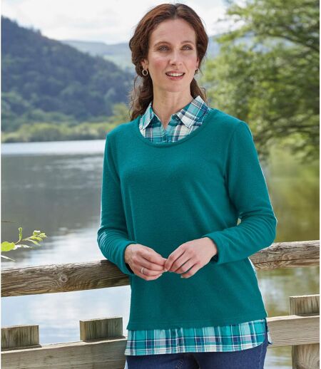 Women's Blue 2-in-1 Jumper