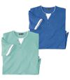 Pack of 2 Men's Henley T-Shirts - Green Blue  Atlas For Men