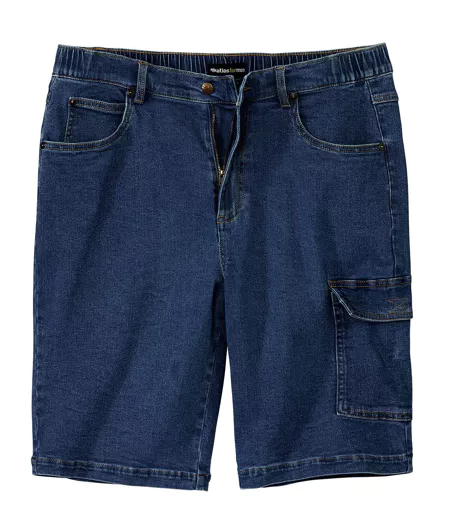 Men's Blue Stretch Denim Cargo Shorts