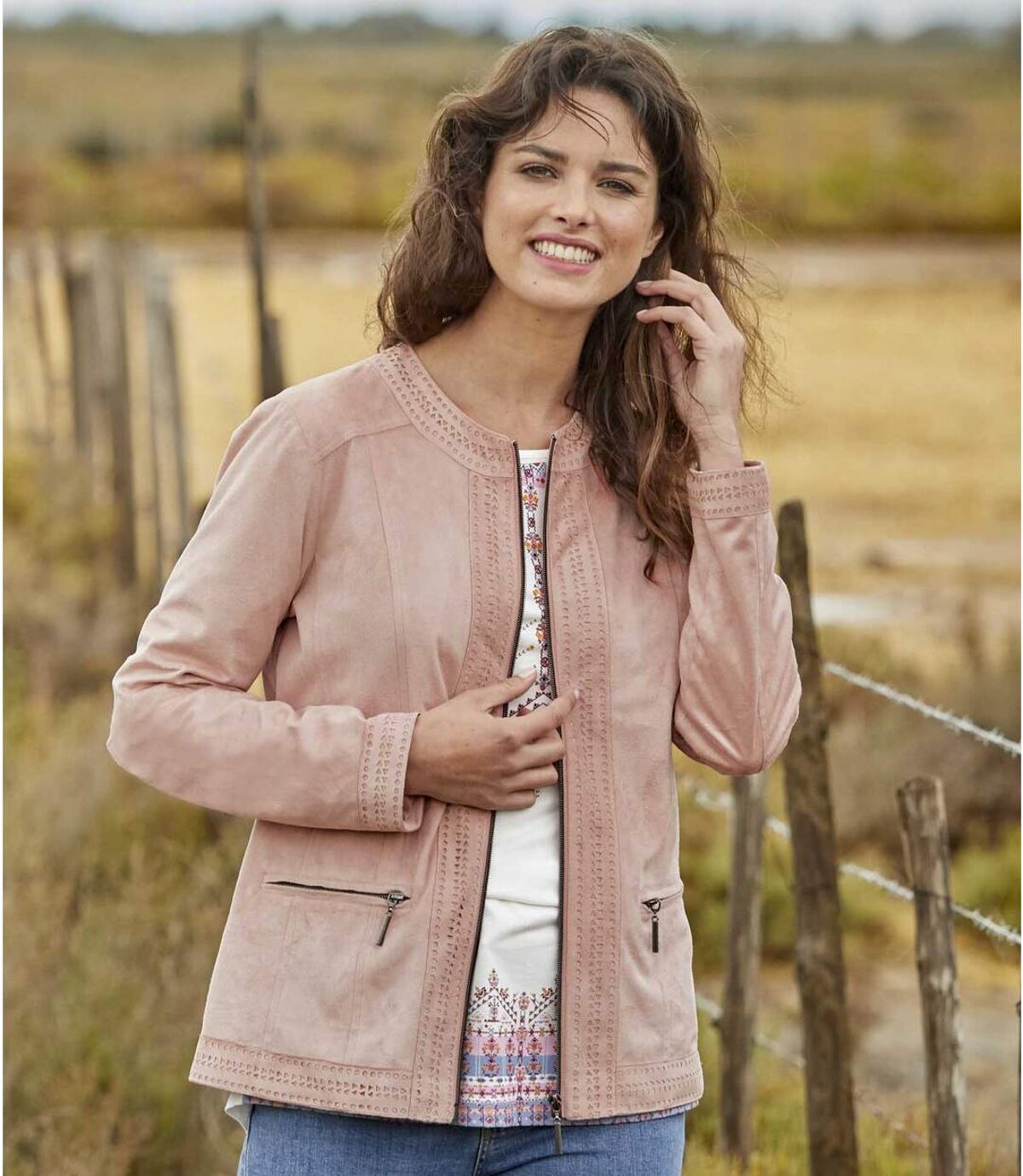 Women's Pink Faux Suede Jacket Atlas For Men