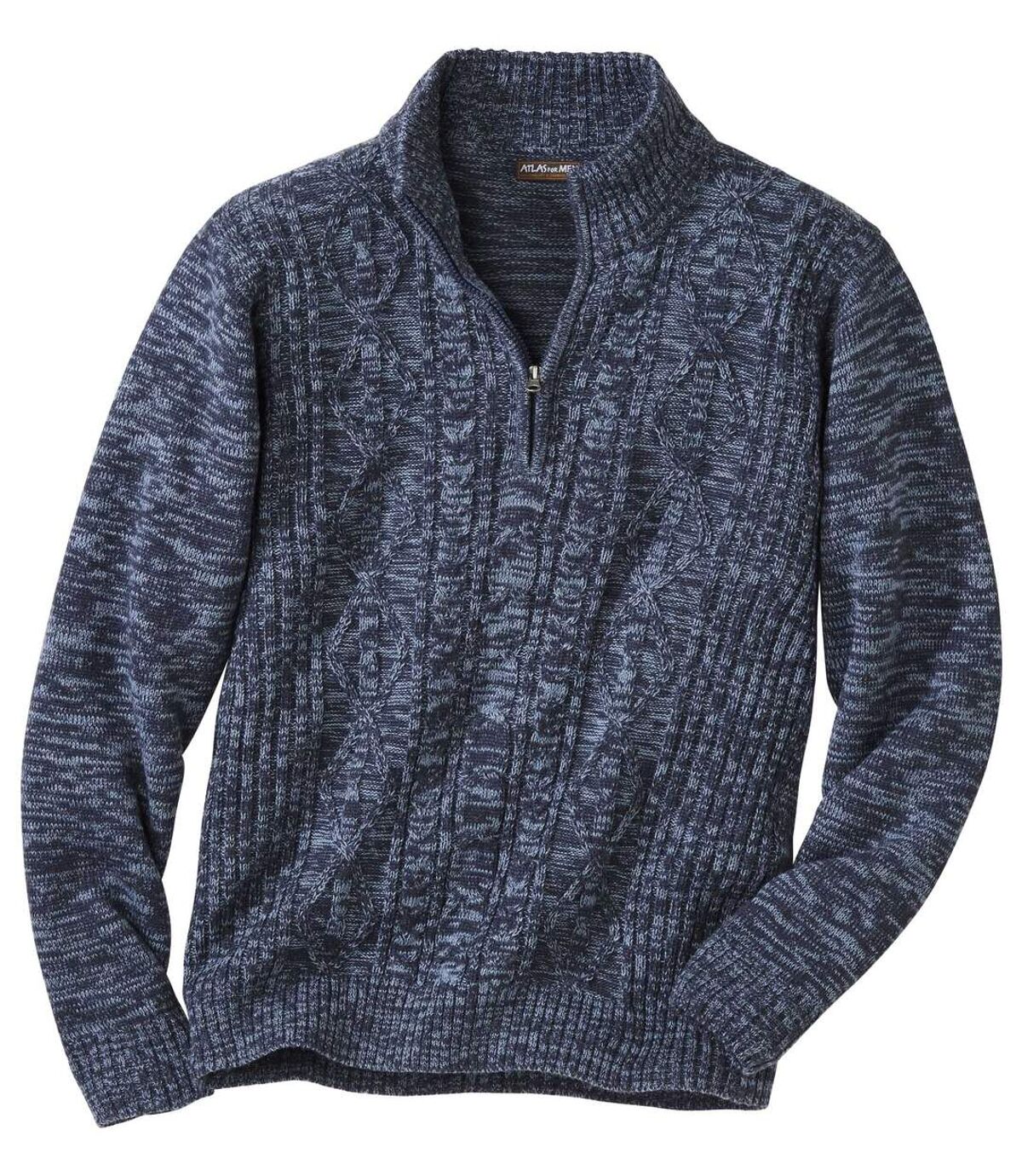 Men's Blue Cable Knit Jumper Atlas For Men