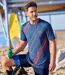 Pack of 3 Men's Sporty T-Shirts - Blue White Coral 