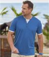 Pack of 2 Men's Henley T-Shirts - Green Blue  Atlas For Men