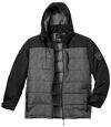 Men's Grey & Black Active-Utility Puffer Jacket with Hood - Water-Repellent - Full Zip Atlas For Men