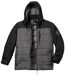 Men's Grey & Black Active-Utility Puffer Jacket with Hood - Water-Repellent - Full Zip