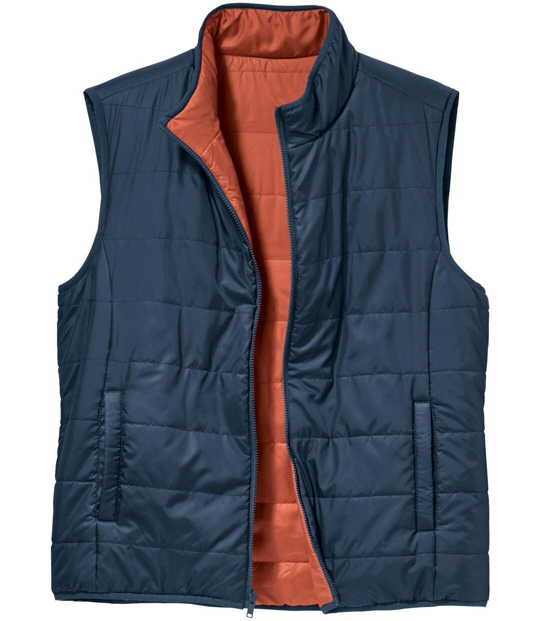 Men's Reversible Water-Repellent Padded Vest - Orange Navy